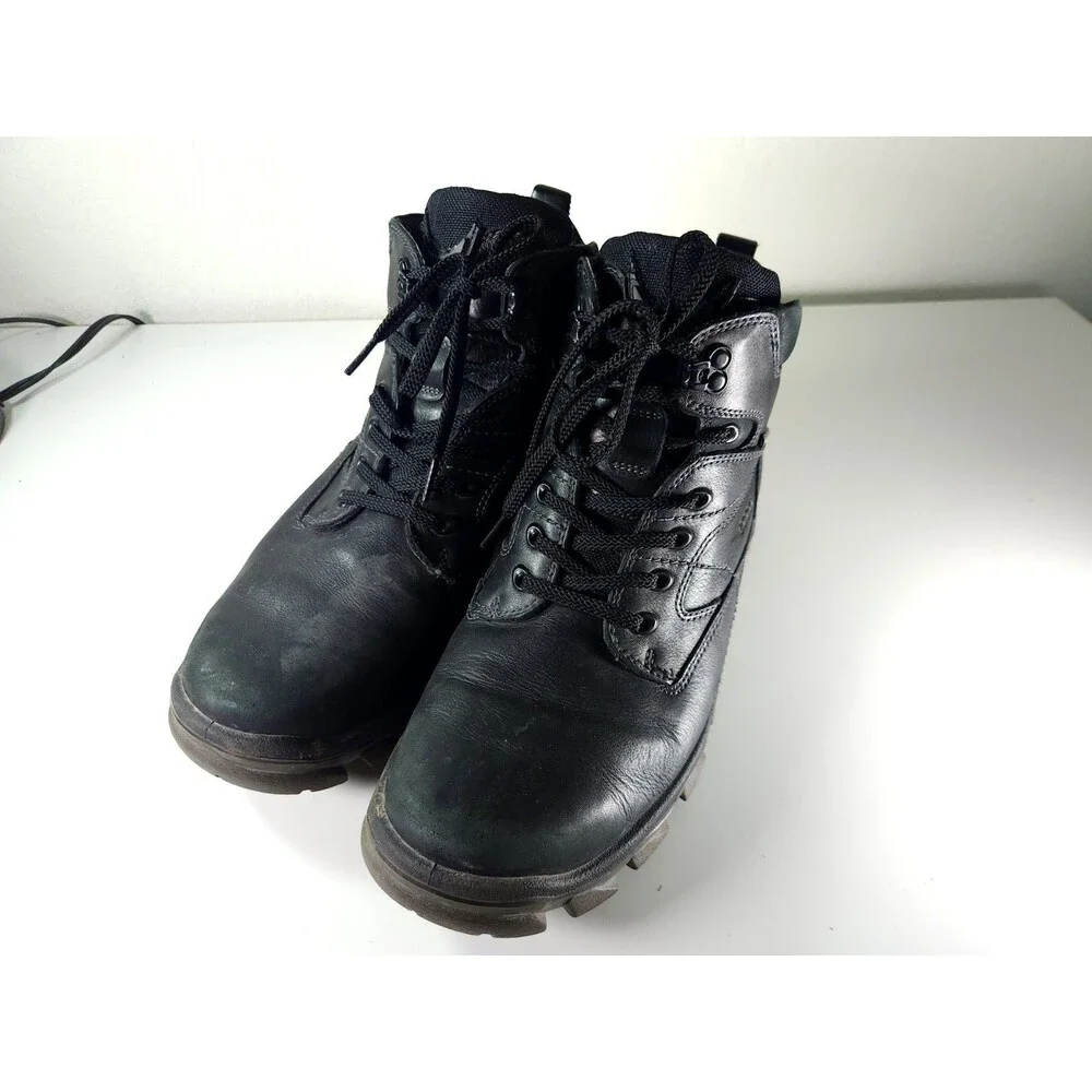 VTG ECCO Outdoor Boots Men's US 11 Black Leather Latex Lug Sole Damaged As-Is